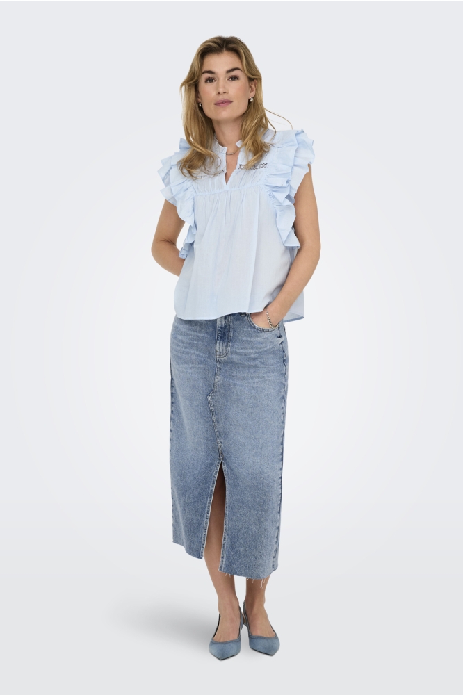 ONLSUNNY LIFE CAPSL FRILL TOP WVN N 15347882 CASHMERE BLUE